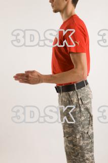 Arm flexing reference of body red shirt army jeans brown…